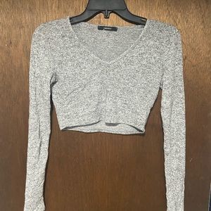 Long sleeve crop top super soft grey